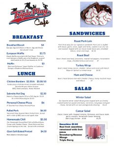 Triple Play Cafe Weekend Menu