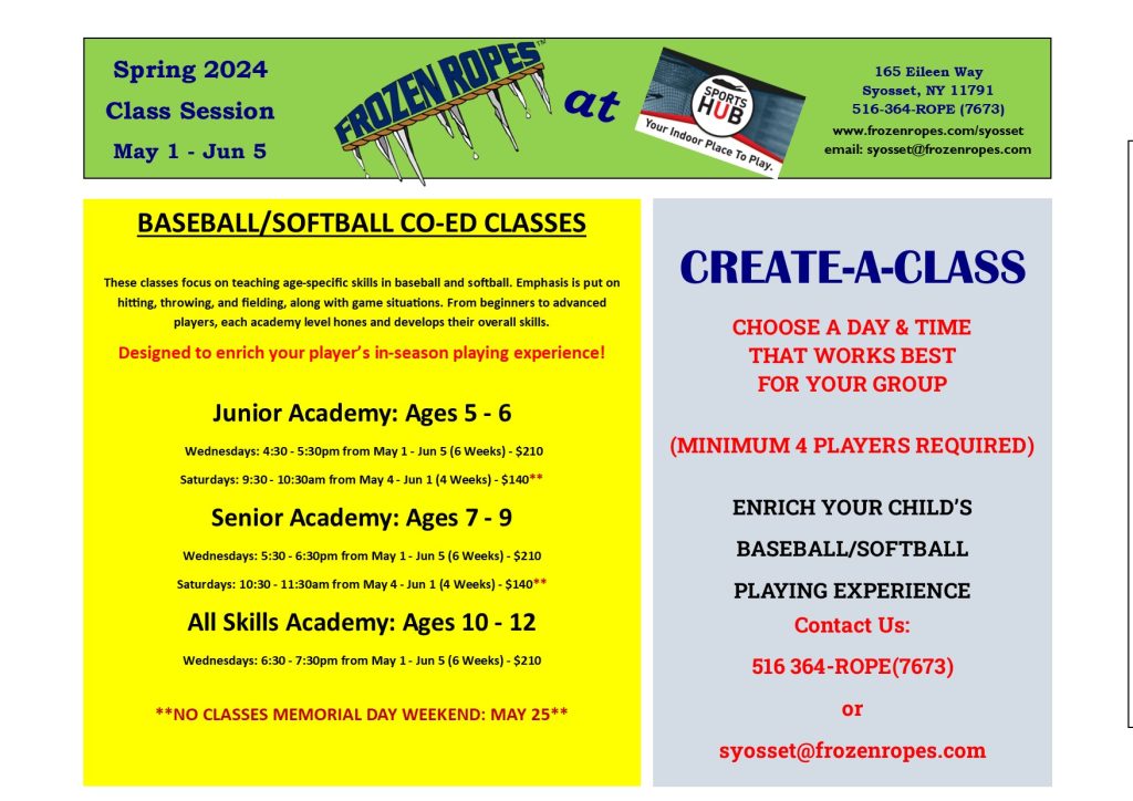 Spring 2024 SOE Frozen Ropes Syosset, NY